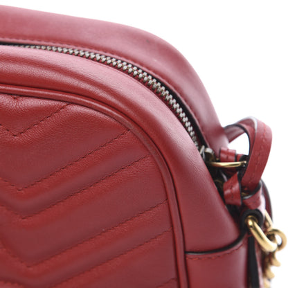 Gucci Calfskin Matelasse Medium GG Marmont Chain Shoulder Bag Hibiscus Red 18 of 19