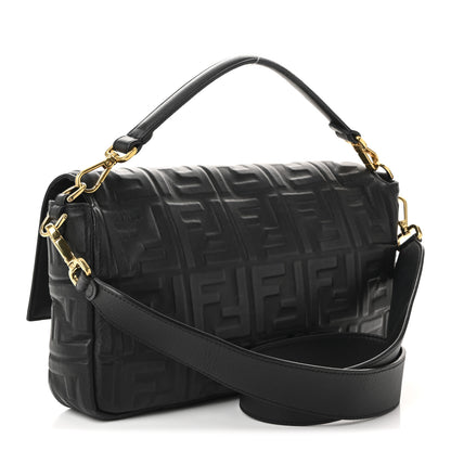 Fendi Nappa FF 1974 Embossed Large Baguette Black 2 of 10