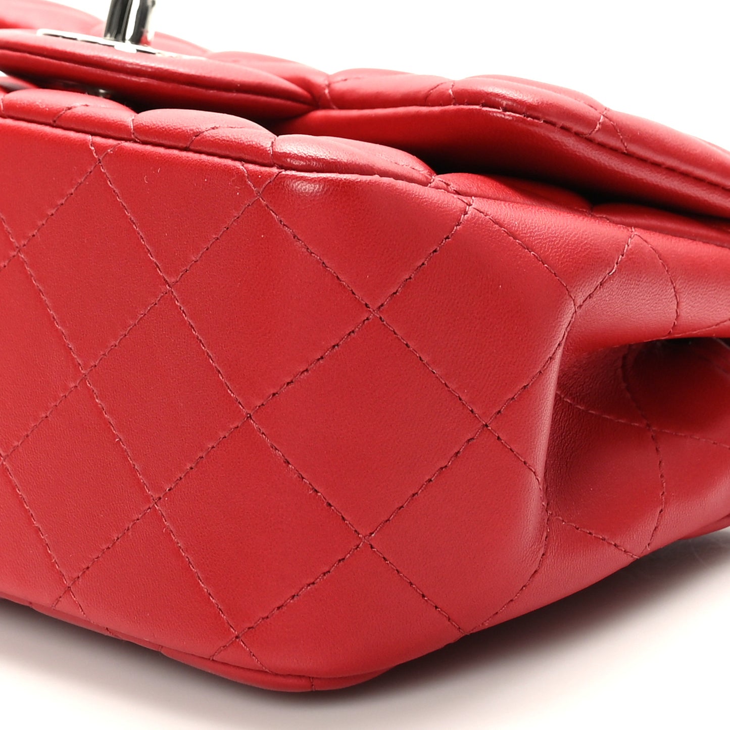 Lambskin Quilted Mini Square Flap Dark Red