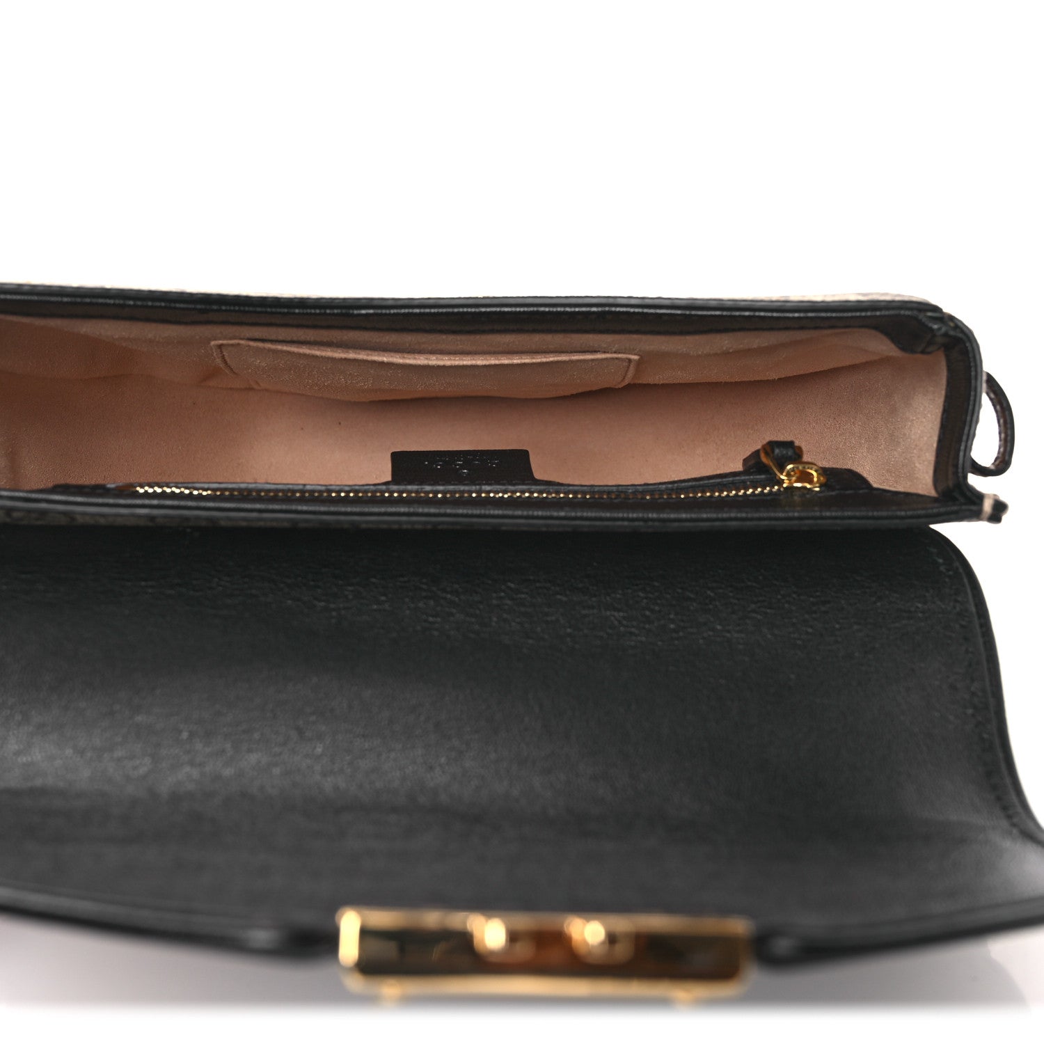 Gucci GG Supreme Monogram Calfskin Small Padlock Messenger Shoulder Bag Beige Black Cuir 5 of 10