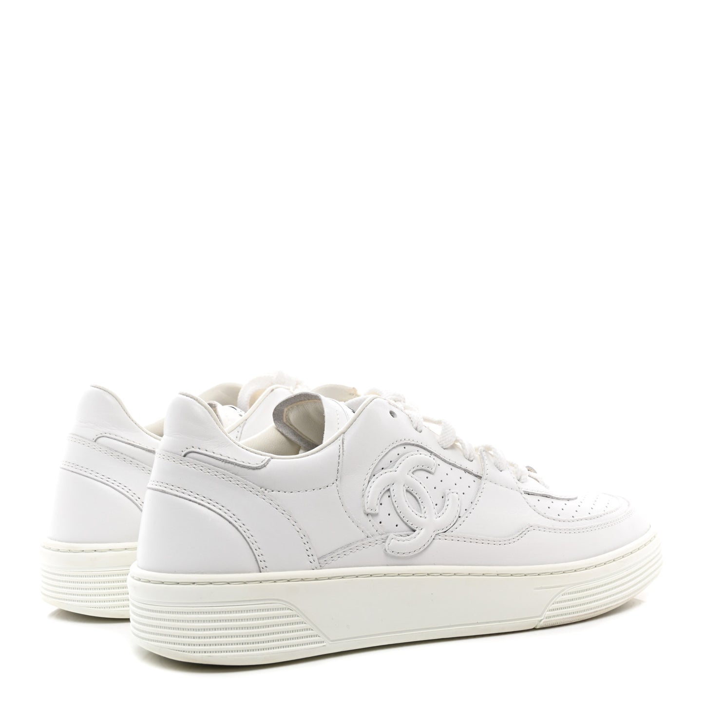 Calfskin CC Womens Sneakers 39 White