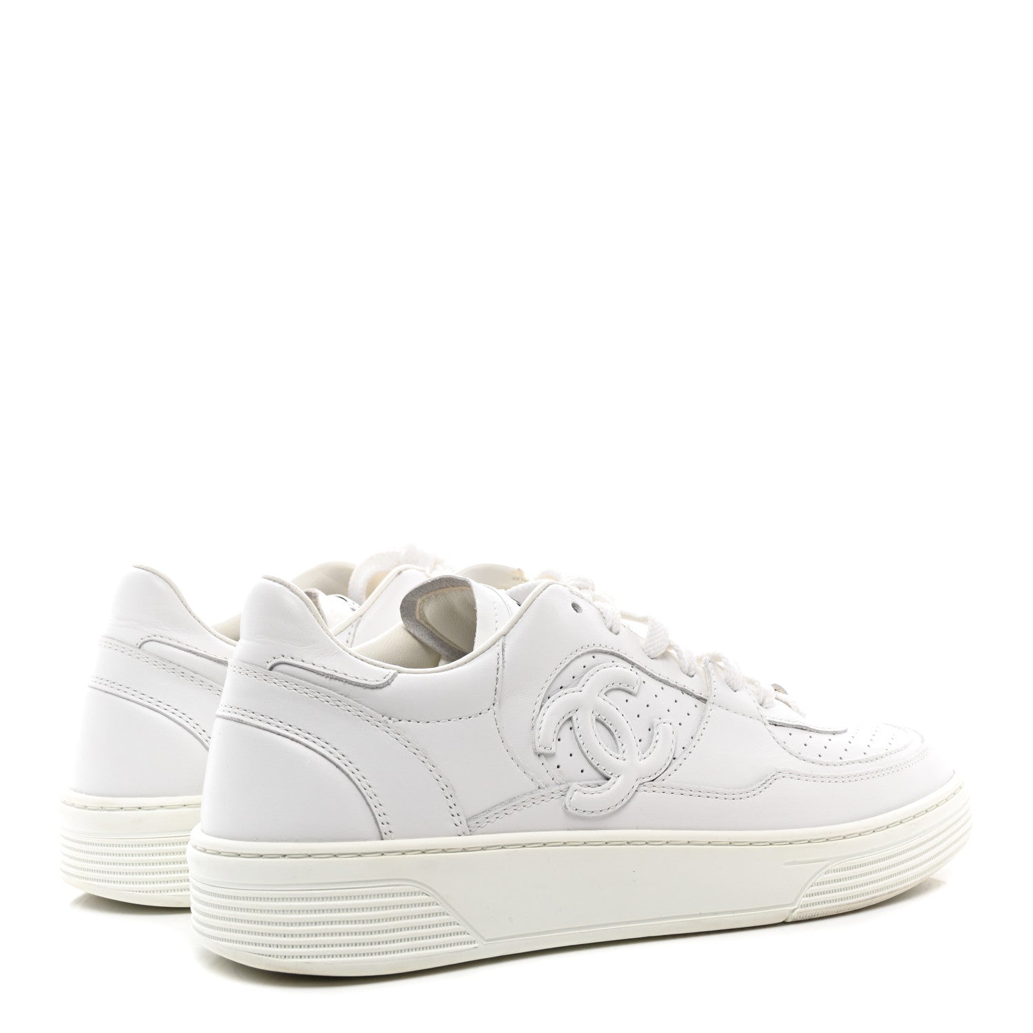 Chanel Calfskin CC Womens Sneakers 39 White 4 of 8