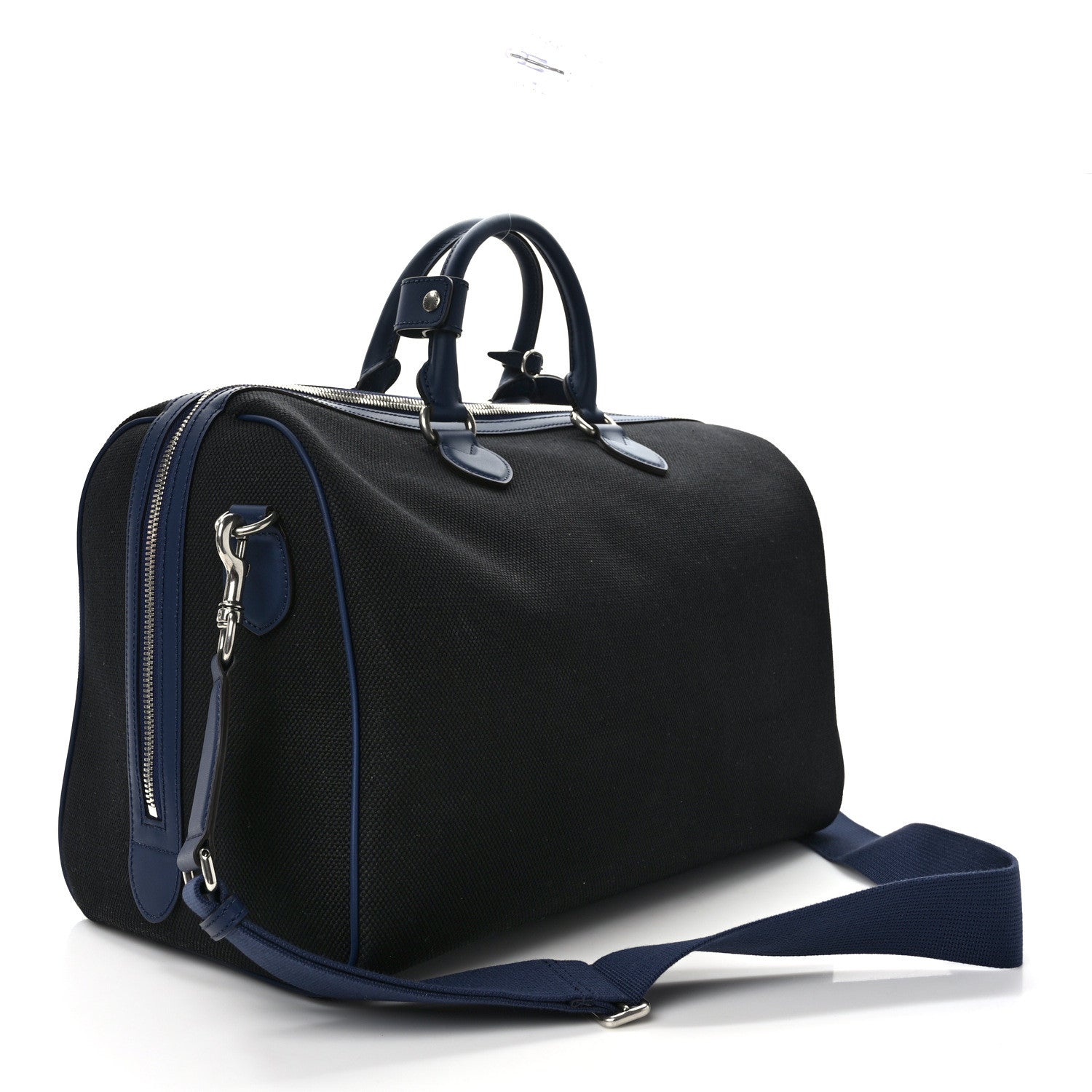 Gucci Canvas Calfskin Gucci Print Logo Large Duffle Bag Blue 2 of 9