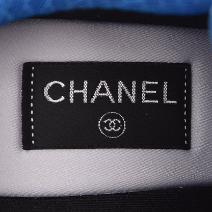 Chanel Calfskin Fabric Mens Sneakers 41 White Silver Fluo Blue 6 of 8