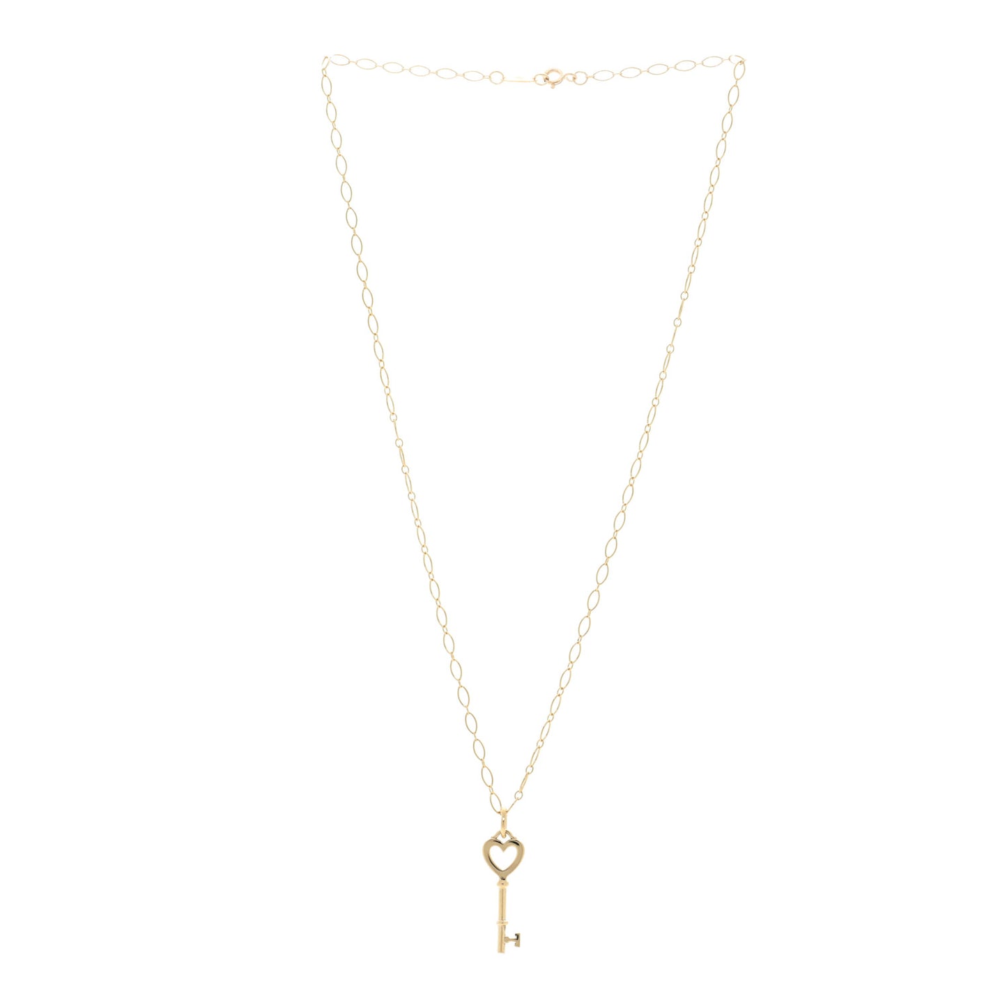 18K Yellow Gold Mini Heart Key Pendant Necklace