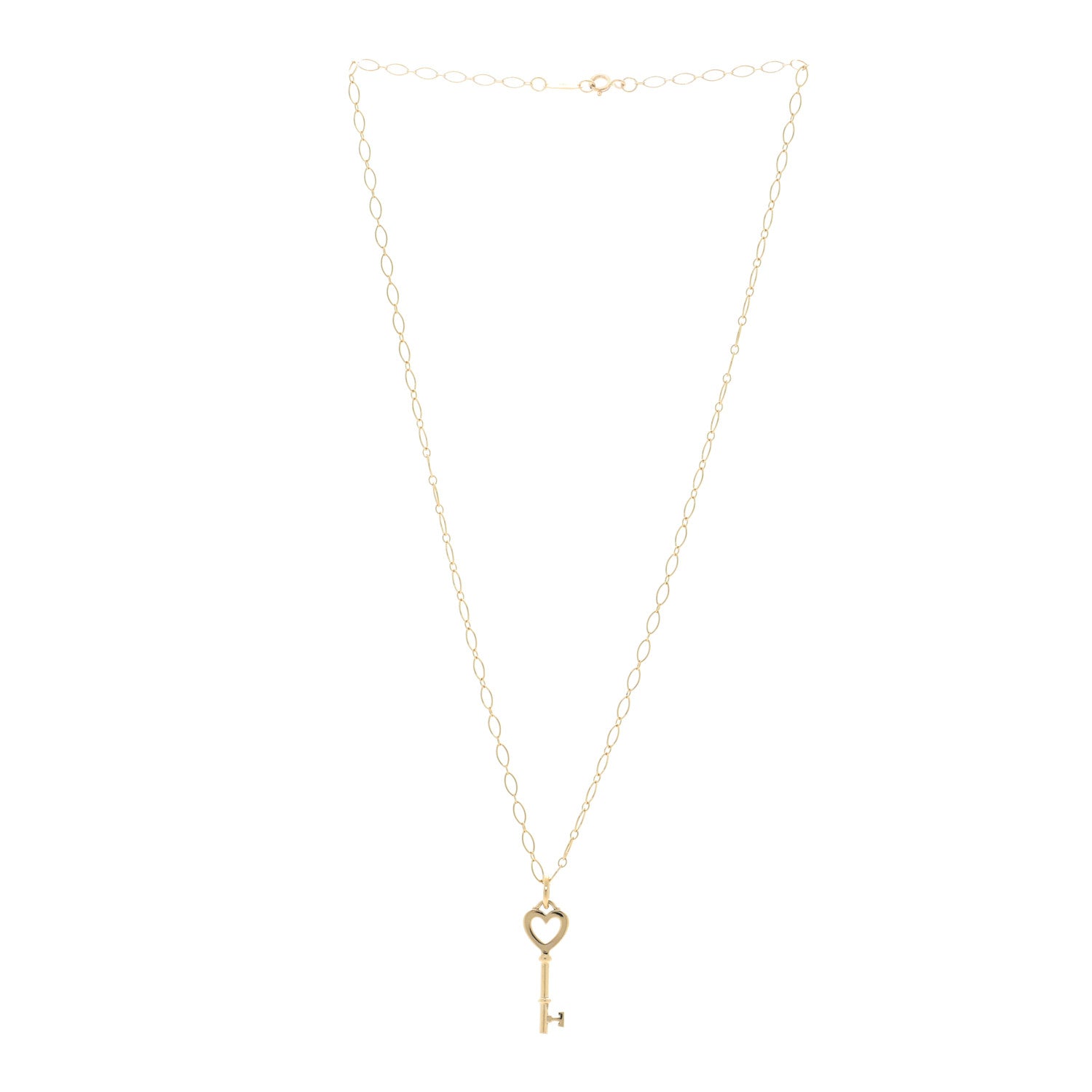 Tiffany 18K Yellow Gold Mini Heart Key Pendant Necklace 3 of 4