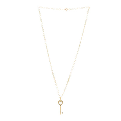 Tiffany 18K Yellow Gold Mini Heart Key Pendant Necklace 3 of 4