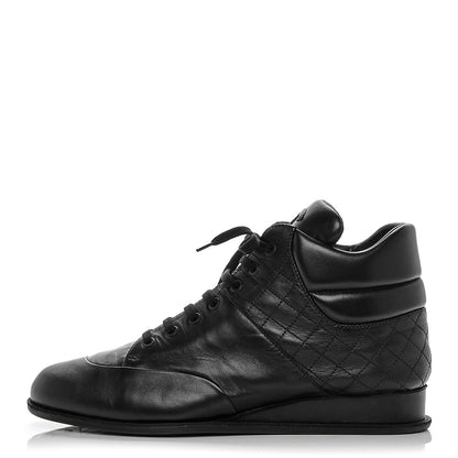 Chanel Lambskin Quilted High Top Sneakers 42 Black 1 of 7