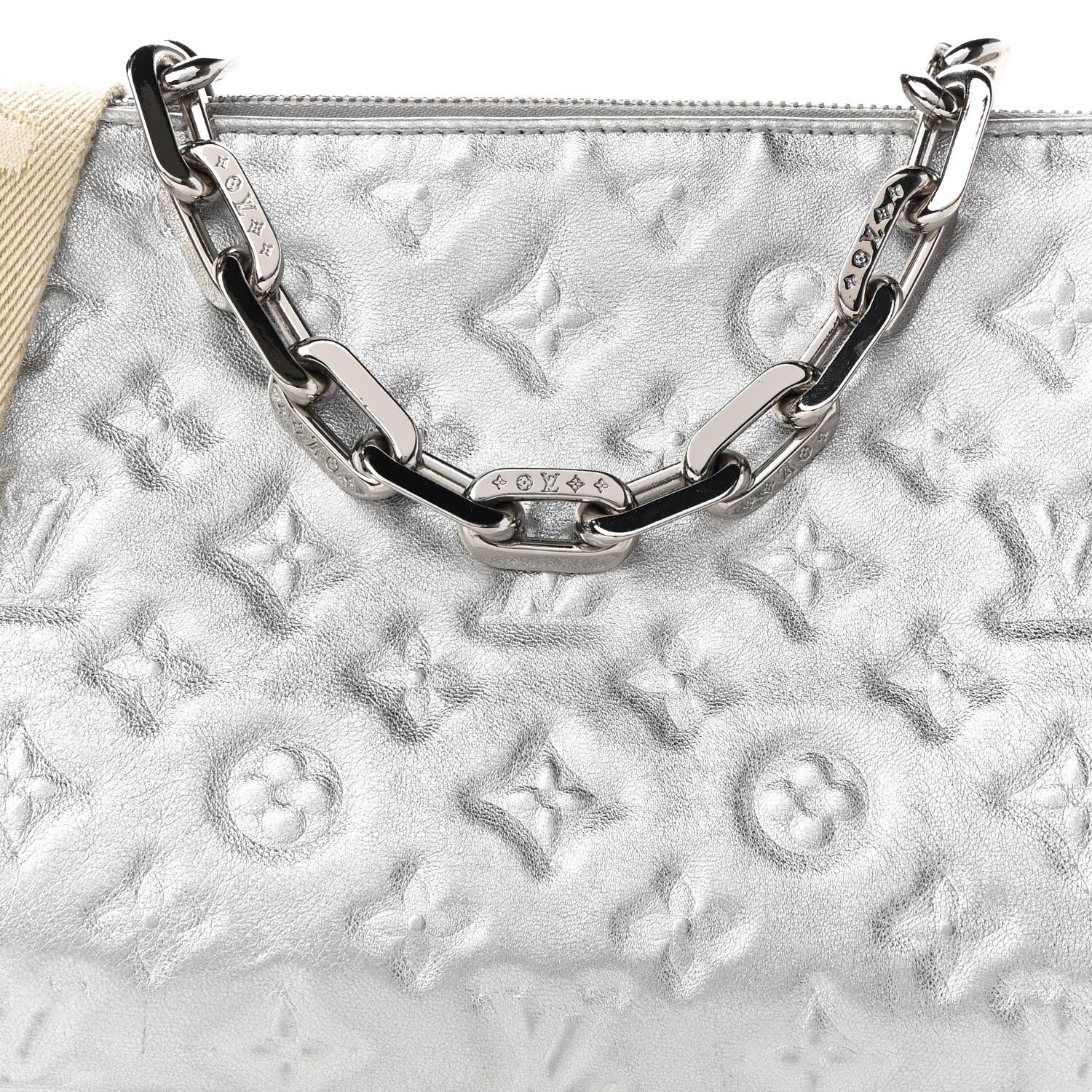 Louis Vuitton Metallic Lambskin Embossed Monogram Coussin PM Silver 7 of 8