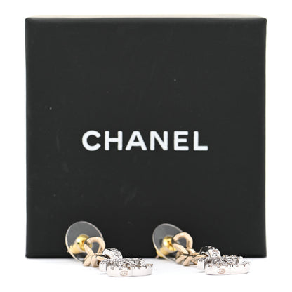 Chanel Metal Crystal CC Chain Drop Earrings Gold 5 of 5