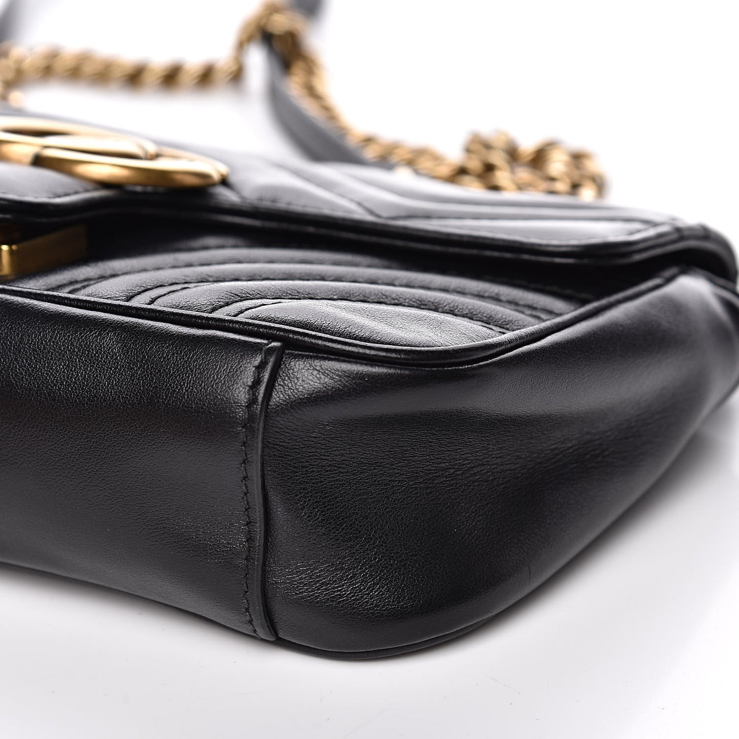 Calfskin Matelasse Mini GG Marmont Shoulder Bag Black