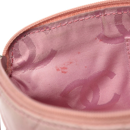 Chanel Calfskin Quilted Cambon Cosmetic Pouch Pink Black 8 of 12