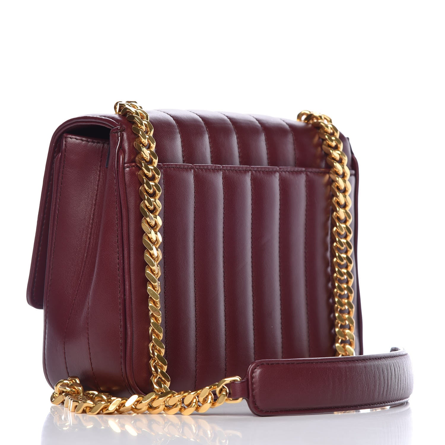 Saint Laurent Lambskin Matelasse Monogram Medium Vicky Chain Bag Dark Legion Red 3 of 9