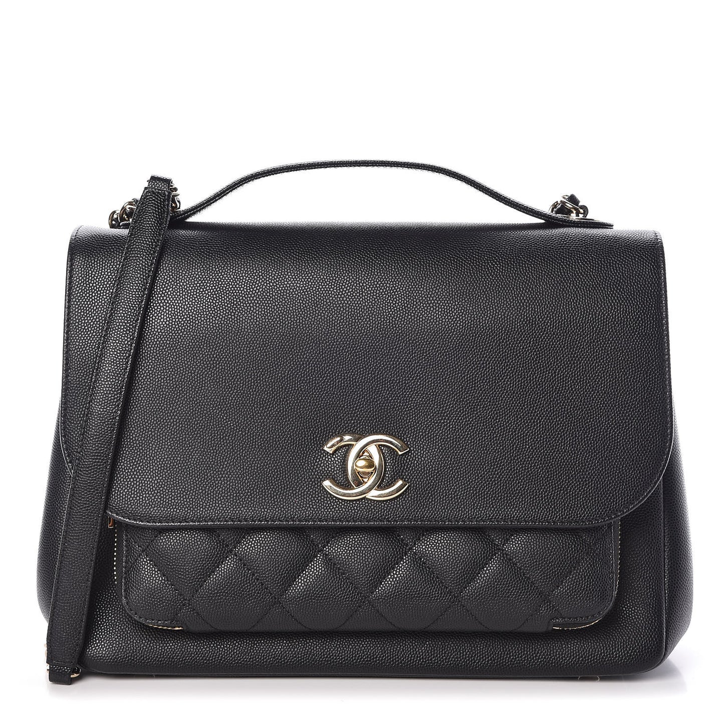 Caviar Quilted Large Business Affinity Flap Black