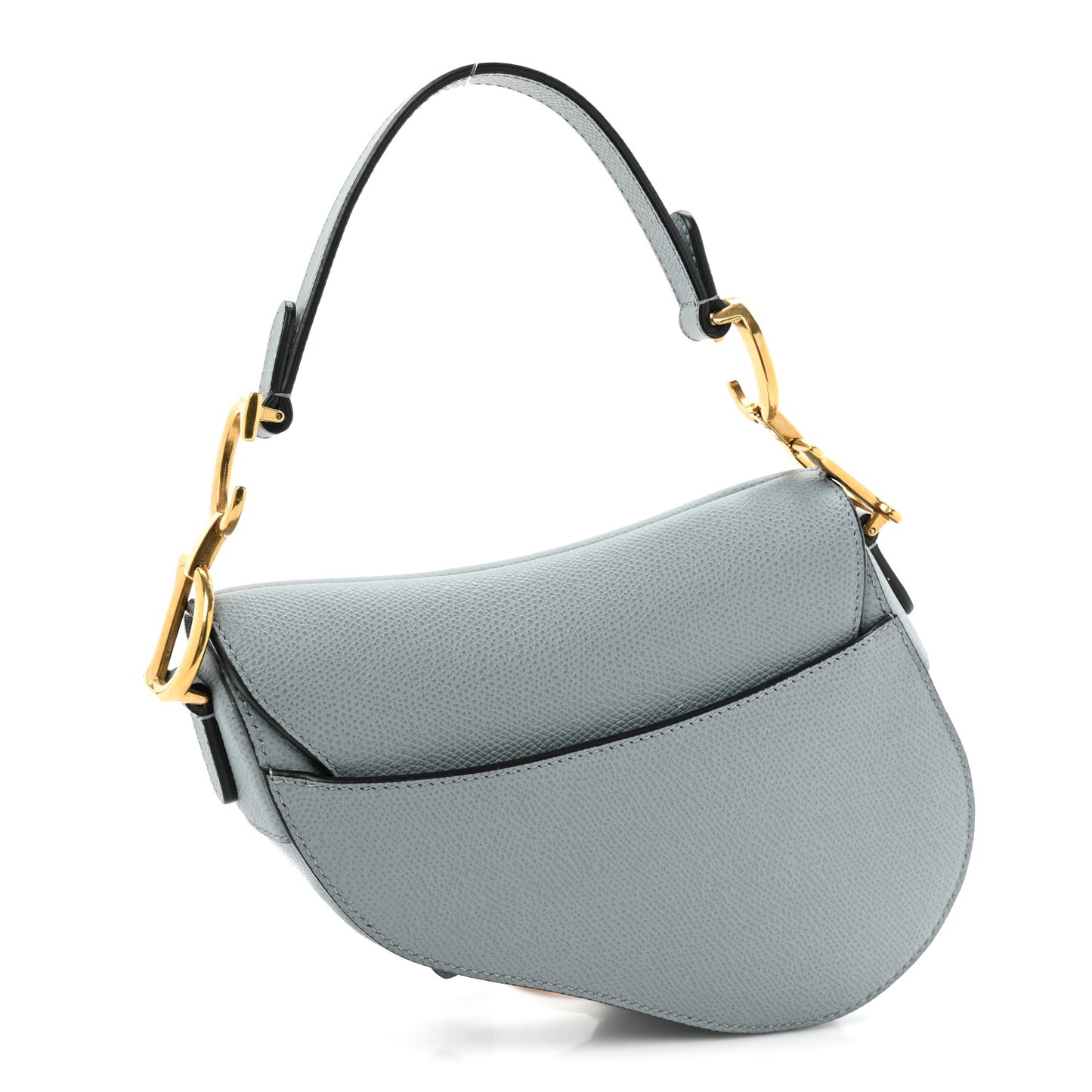 Grained Calfskin Mini Saddle Bag Sky Blue