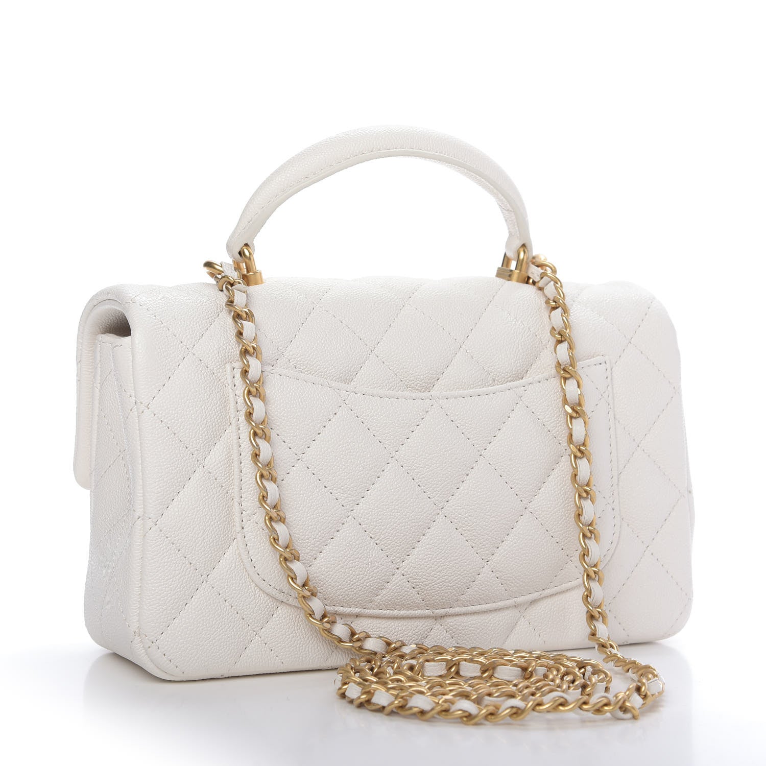 Chanel Caviar Quilted Mini Top Handle Rectangular Flap White 3 of 9