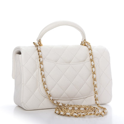 Chanel Caviar Quilted Mini Top Handle Rectangular Flap White 3 of 9