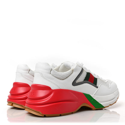 Gucci Lavaredo Eco Fabric Mesh Web Mens Rhyton Reflective Sneakers 8 Great White Green Red Silver 4 of 10