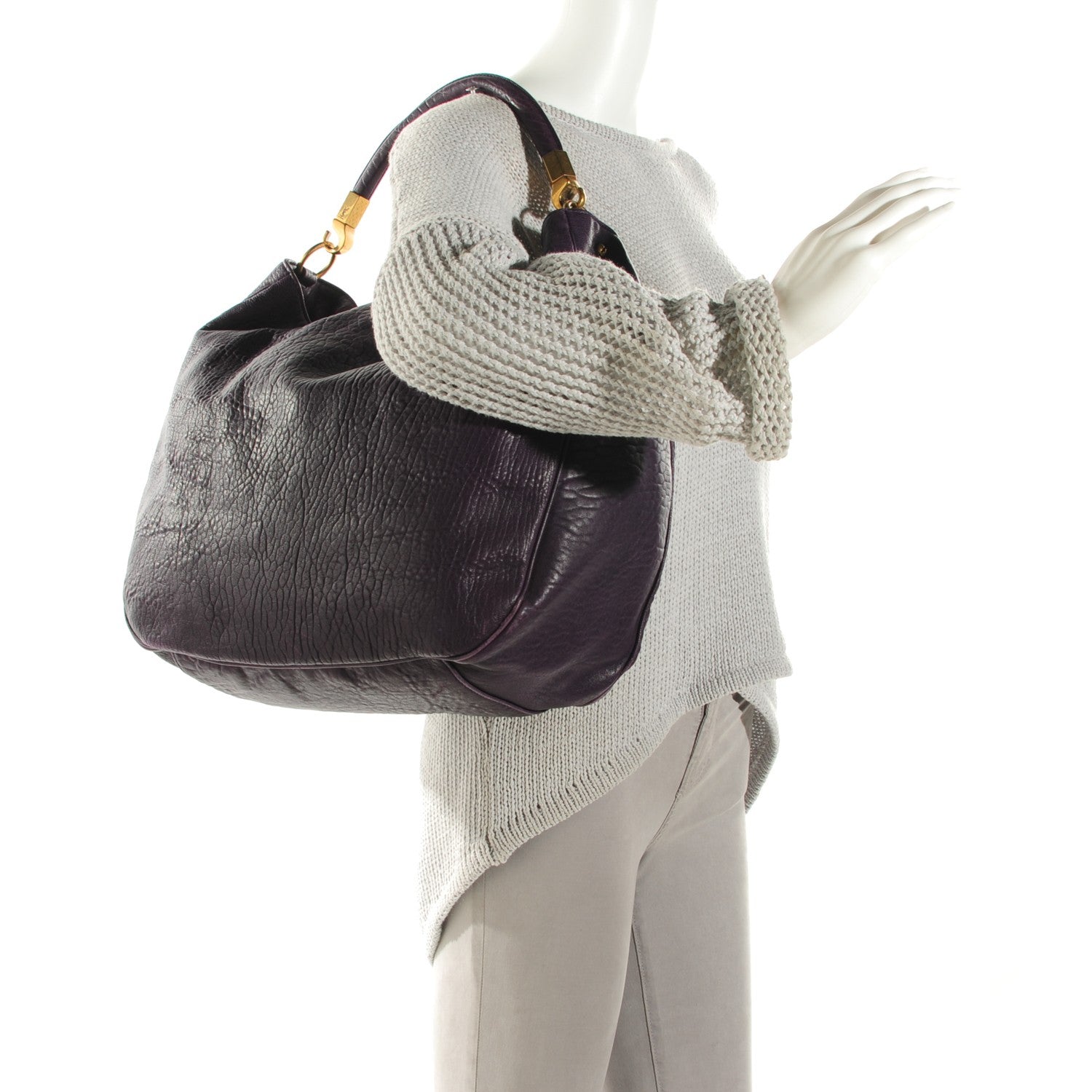 Saint Laurent Lambskin Large Roady Hobo Purple 2 of 7
