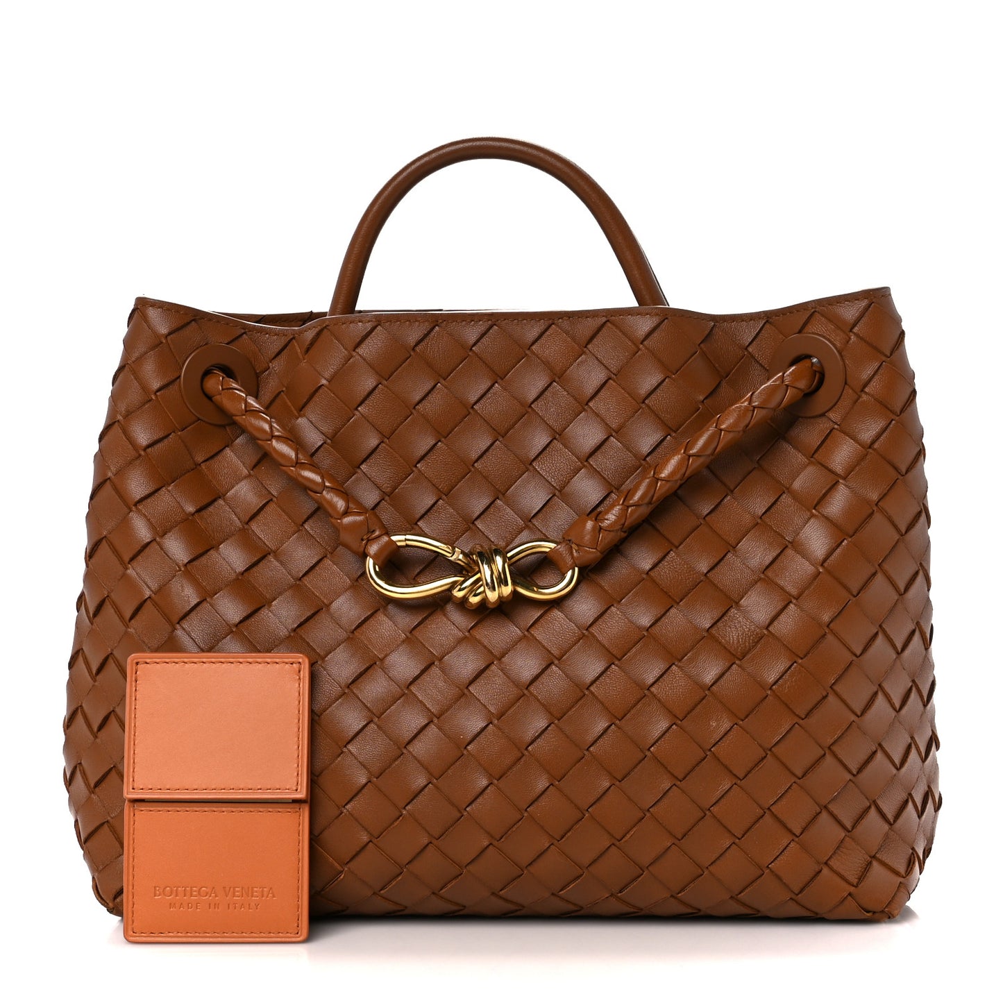 Nappa Intrecciato Medium Andiamo Shoulder Bag Cognac
