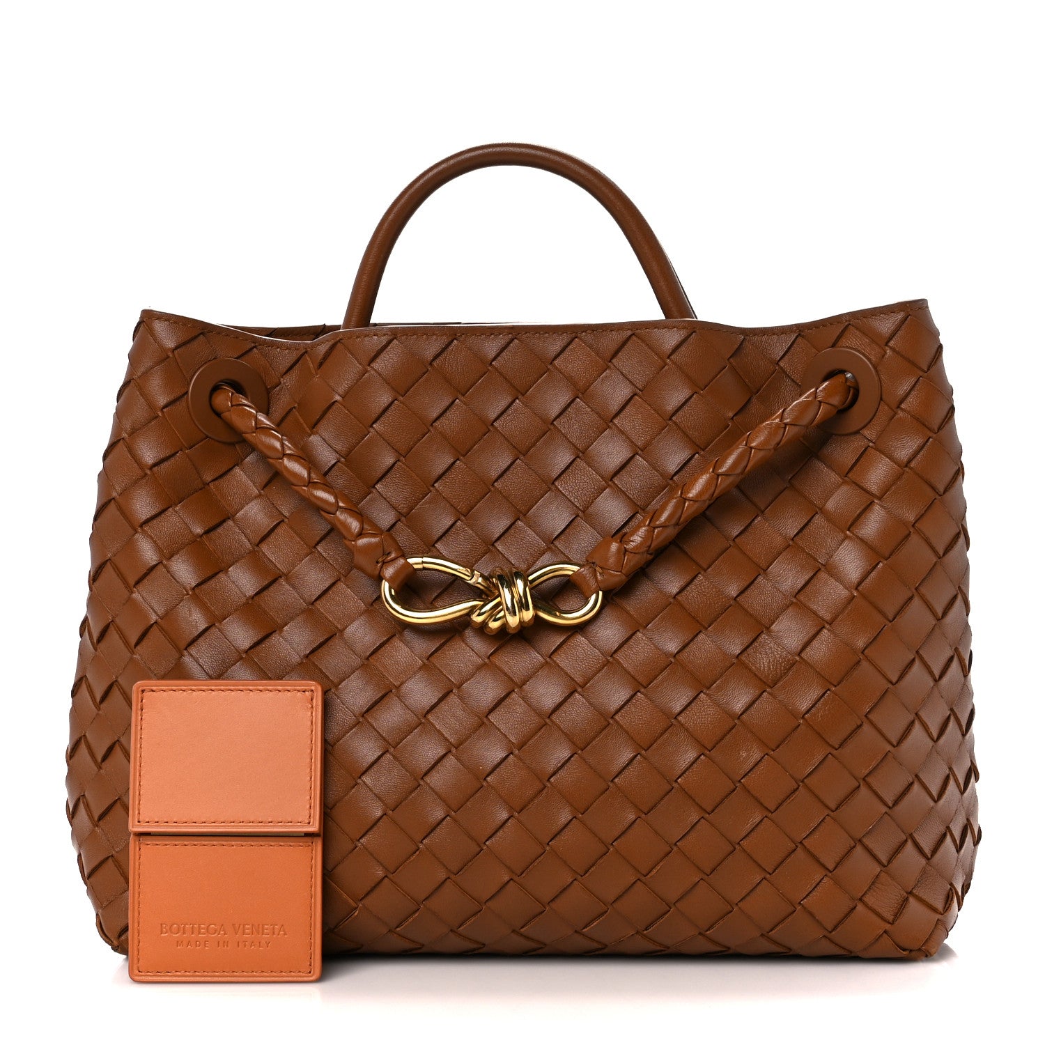 Bottega Veneta Nappa Intrecciato Medium Andiamo Shoulder Bag Cognac 2 of 14