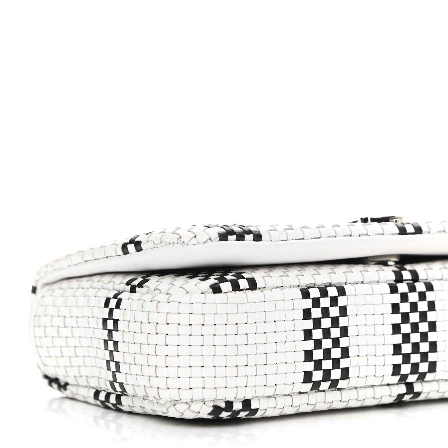 Woven Calfskin Mini Latticed Lola Bag Black White