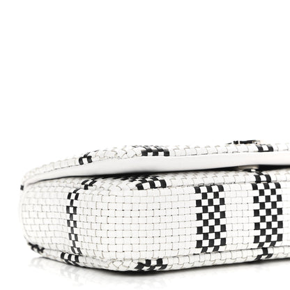 Burberry Woven Calfskin Mini Latticed Lola Bag Black White 9 of 11