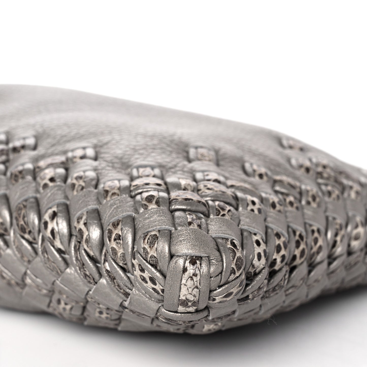 Metallic Calf Ayers Intrecciato Clutch Silver