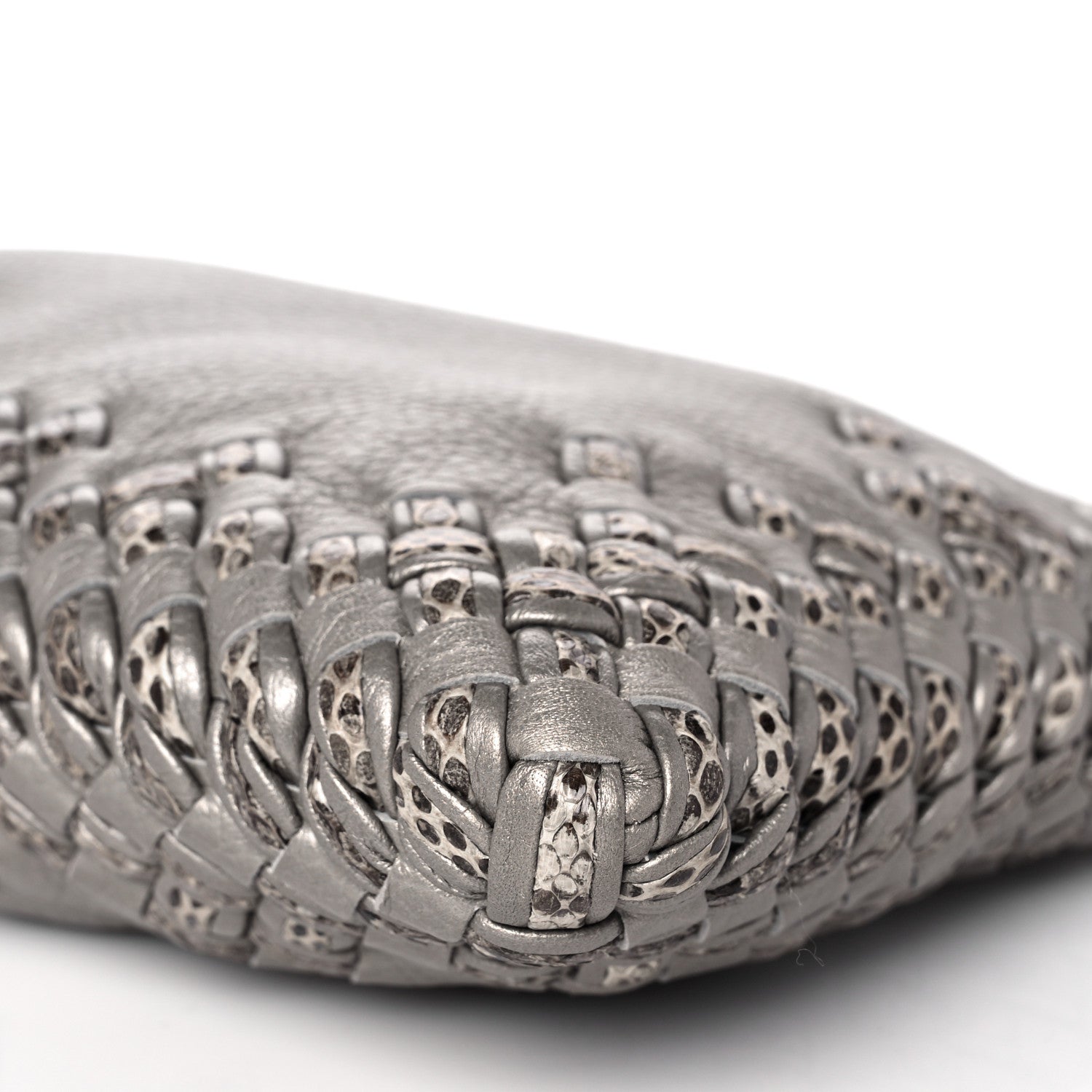 Bottega Veneta Metallic Calf Ayers Intrecciato Clutch Silver 9 of 9