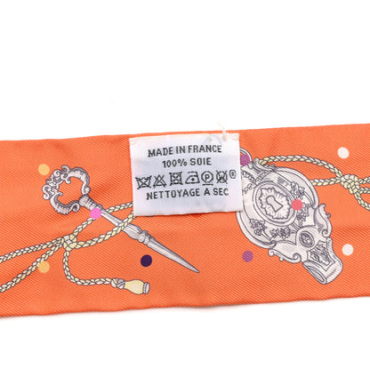 Hermes Silk Les Cles A Pois Twilly Abricot Gris Acier 3 of 4