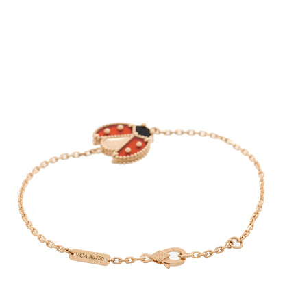Van Cleef & Arpels 18K Rose Gold Carnelian Onyx Lucky Spring Open Wing Lady Bug Bracelet 3 of 5