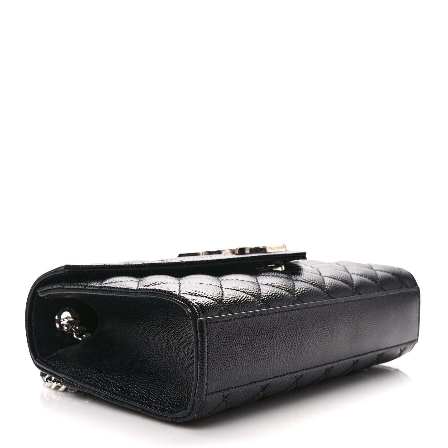 Grain De Poudre Textured Mixed Matelasse Triquilt Small Monogram Satchel Black