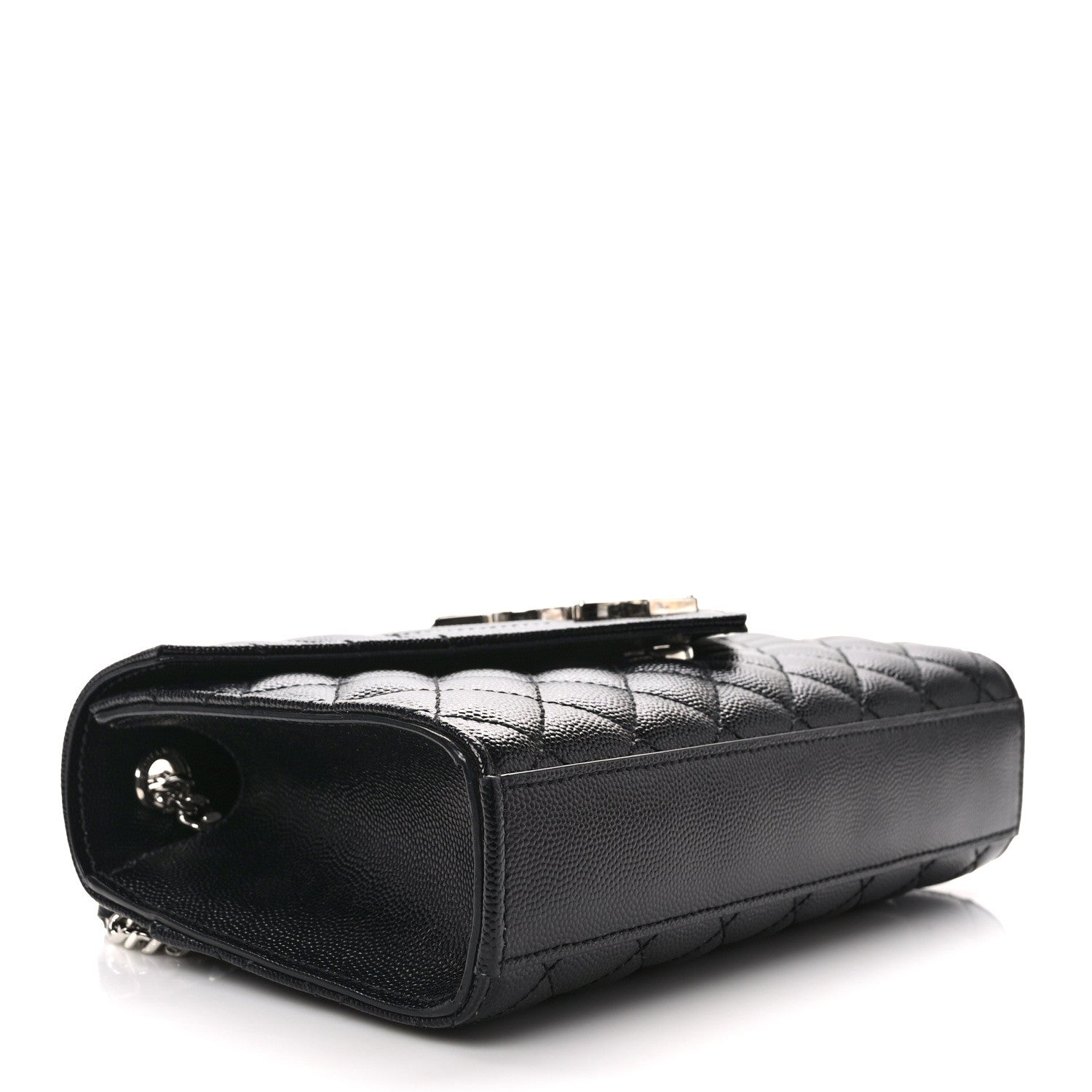 Saint Laurent Grain De Poudre Textured Mixed Matelasse Triquilt Small Monogram Satchel Black 4 of 10