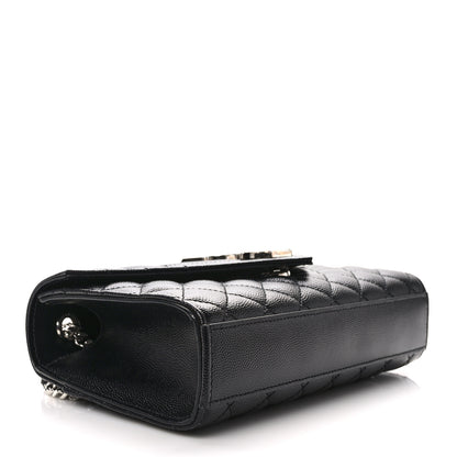 Saint Laurent Grain De Poudre Textured Mixed Matelasse Triquilt Small Monogram Satchel Black 4 of 10