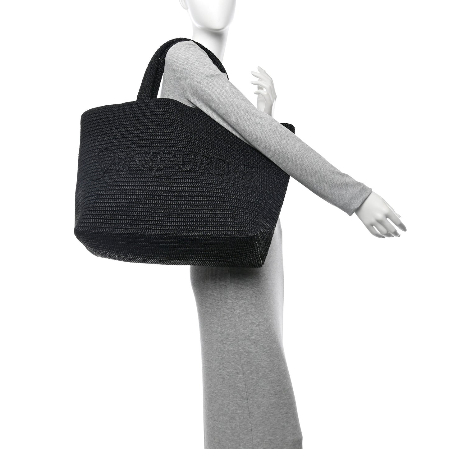 Raffia Logo Tote Black