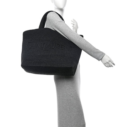 Saint Laurent Raffia Logo Tote Black 3 of 9