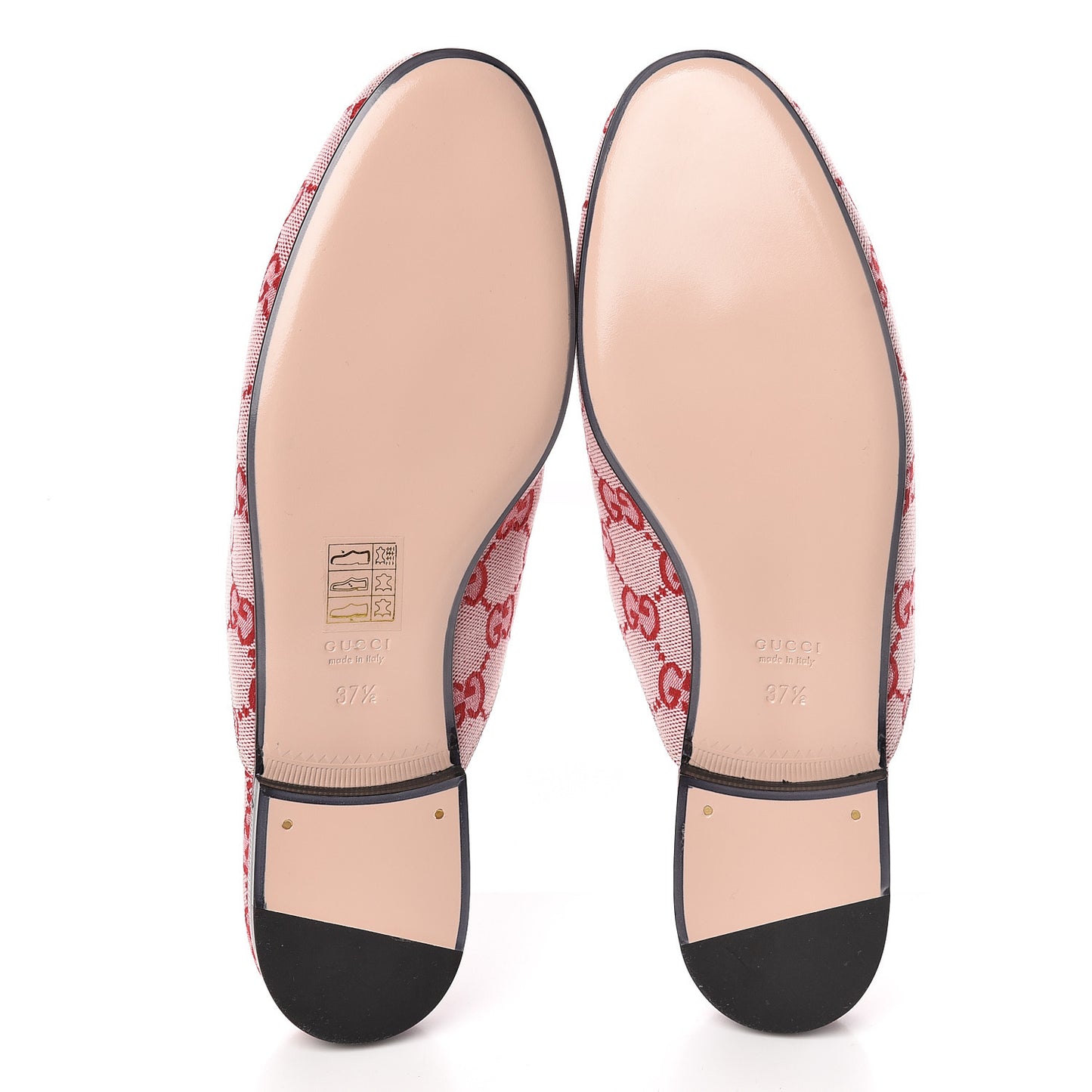 Canvas GG Monogram Horsebit Womens Princetown Slippers 37.5 Gardenia Hibiscus Red
