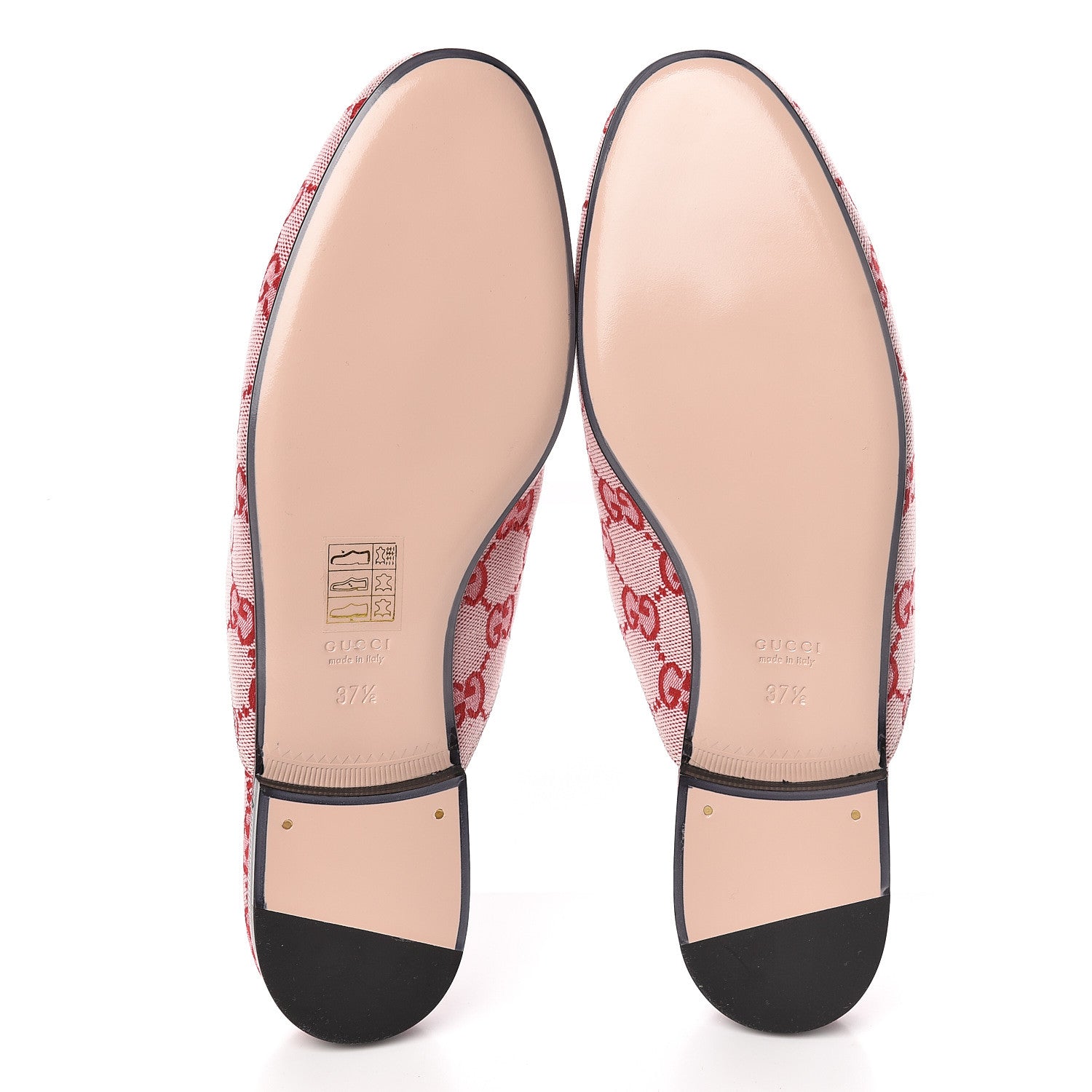 Gucci Canvas GG Monogram Horsebit Womens Princetown Slippers 37.5 Gardenia Hibiscus Red 5 of 9
