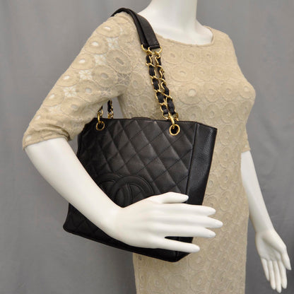Chanel Caviar Petit Shopping Tote PST Black 2 of 9