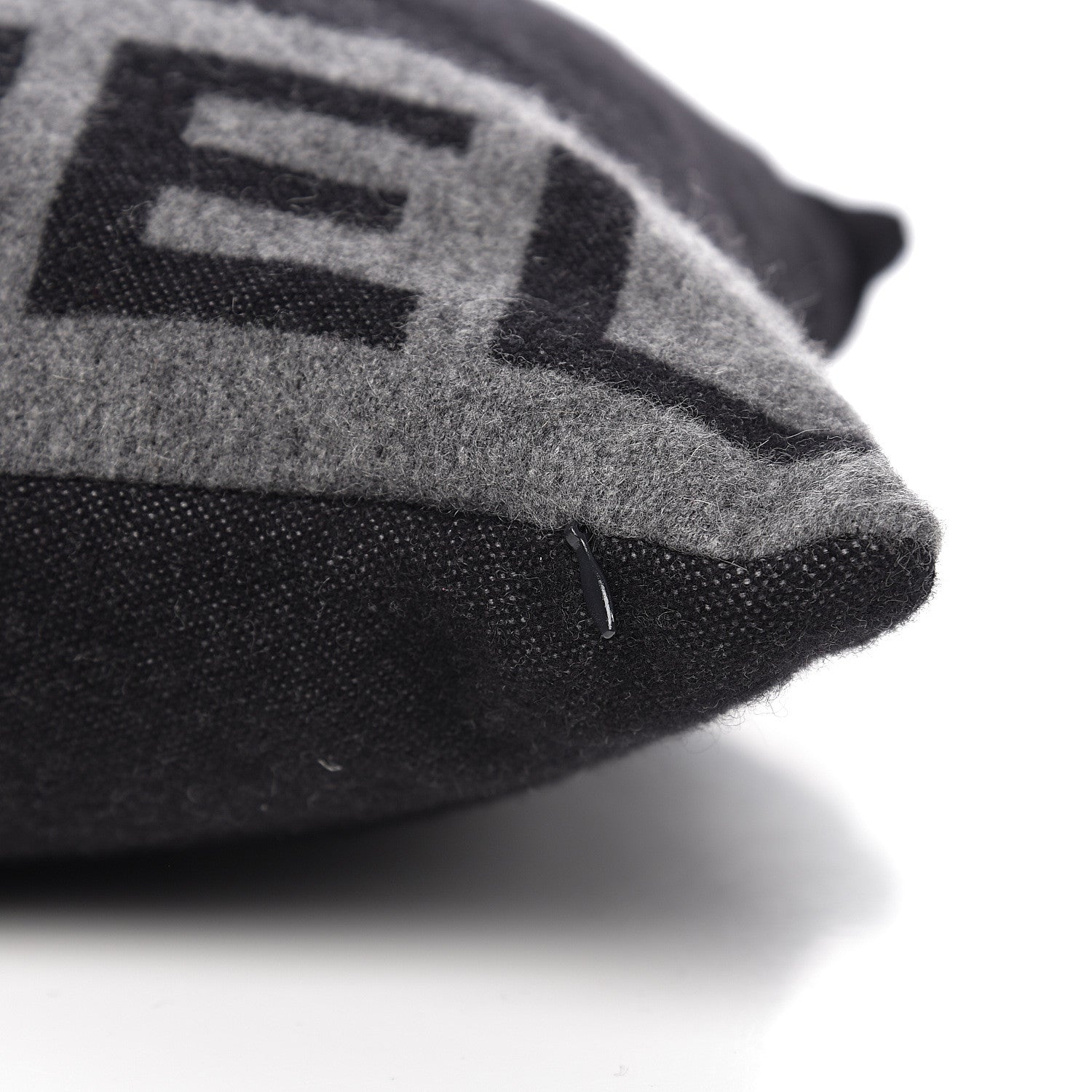 Chanel Merino Wool Cashmere CC Logo Pillow Black Grey 3 of 4