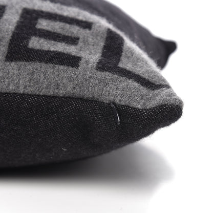 Chanel Merino Wool Cashmere CC Logo Pillow Black Grey 3 of 4