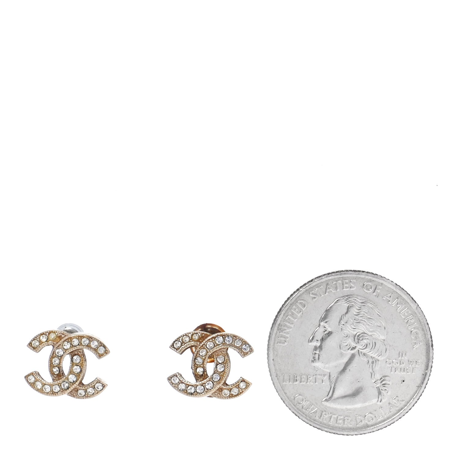 Chanel Crystal CC Earrings Gold 2 of 6