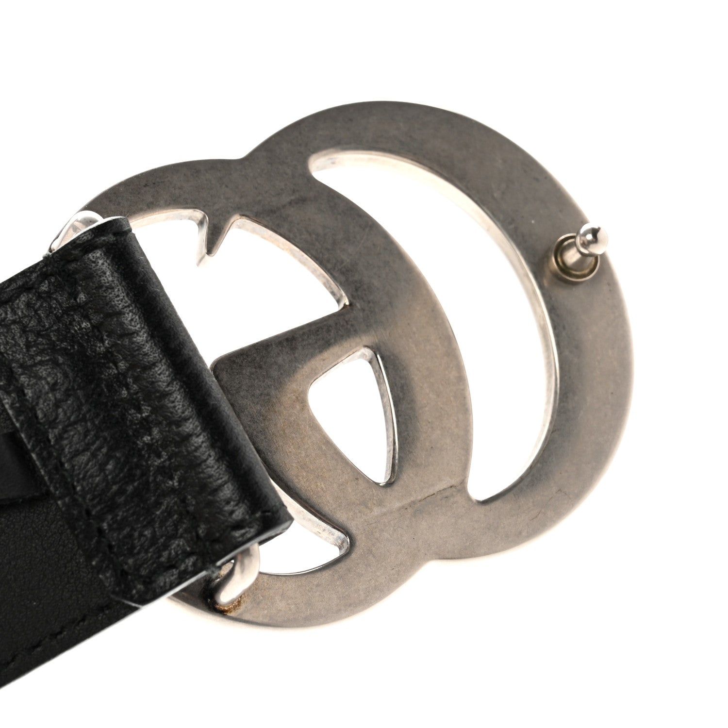 Gucci Textured Dollar Calfskin Nickel Double G 40mm Belt 85 34 Black 6 of 7