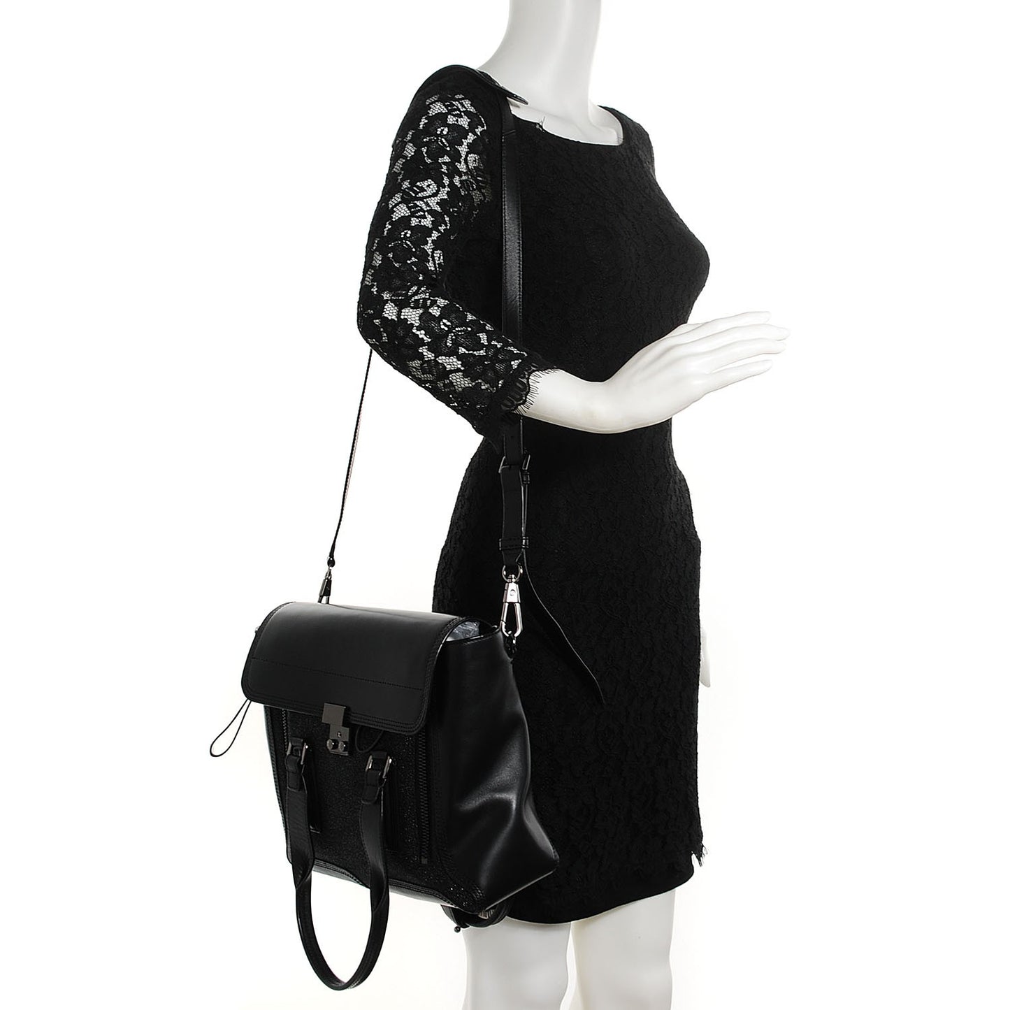 3.1 Textured Calfskin Medium Pashli Satchel Black