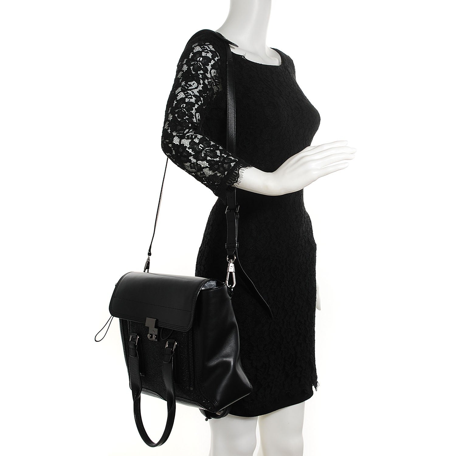 3.1 Phillip Lim 3.1 Textured Calfskin Medium Pashli Satchel Black 2 of 11
