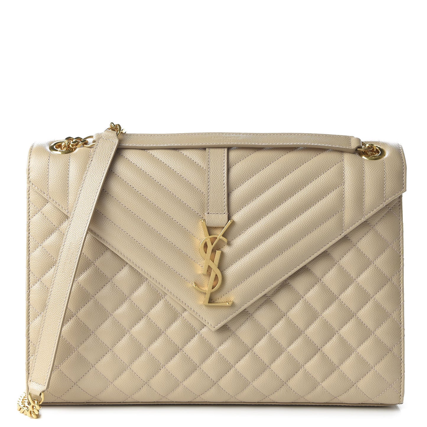 Grain De Poudre Large Tri-Quilt Monogram Satchel Nude Powder
