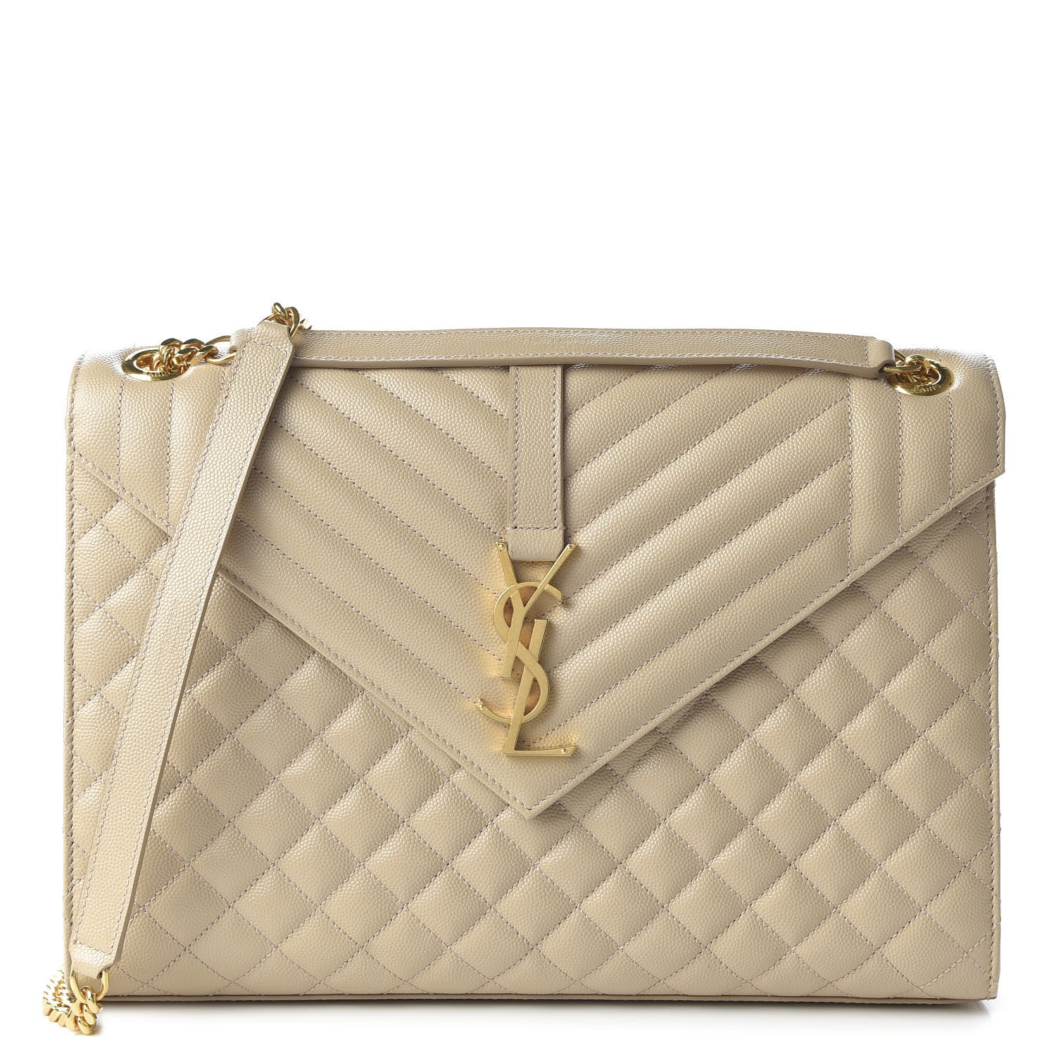 Saint Laurent Grain De Poudre Large Tri-Quilt Monogram Satchel Nude Powder 1 of 9