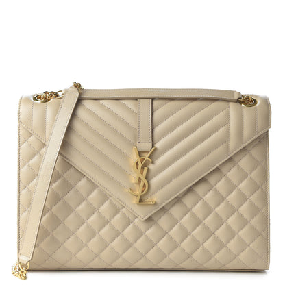 Saint Laurent Grain De Poudre Large Tri-Quilt Monogram Satchel Nude Powder 1 of 9