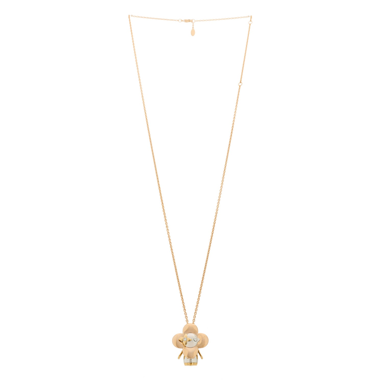 Louis Vuitton 18K White Rose Gold Diamond Vivienne Pendant Necklace 3 of 6