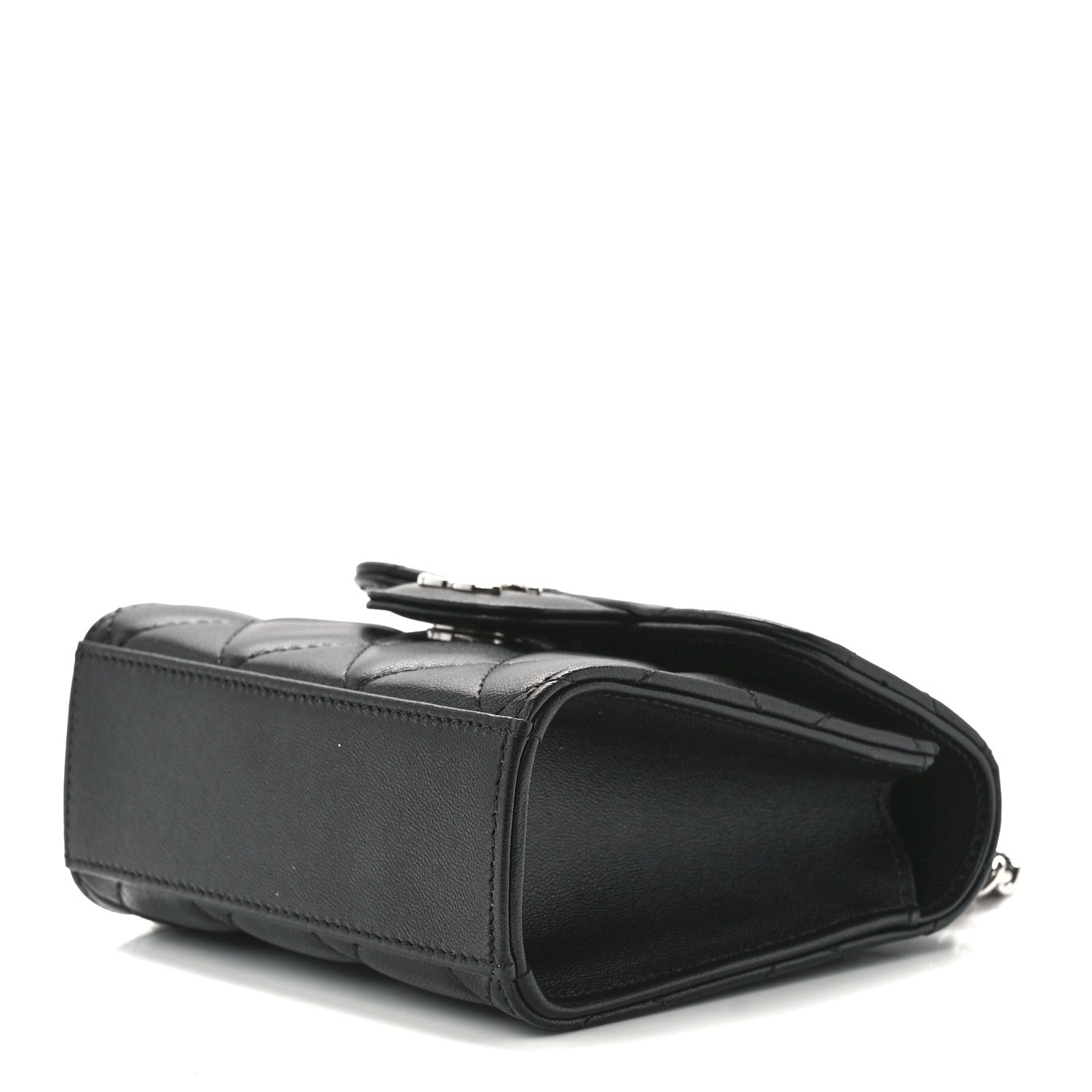 Chanel Lambskin Quilted Top Handle Flap Clutch With Chain Black 10 of 13
